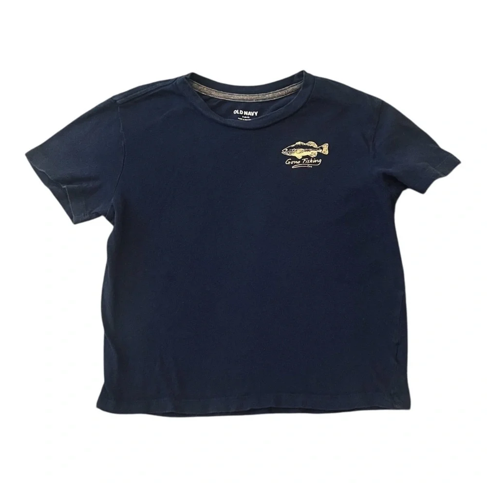 Old Navy cotton navy blue graphic design T-shirt Boys S (6-7) round neck